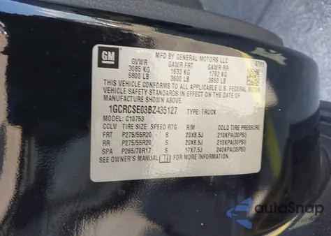 2011 Chevrolet Silverado 1500 Lt z USA, uszkodzony, nr VIN 1GCRCSE03BZ435127